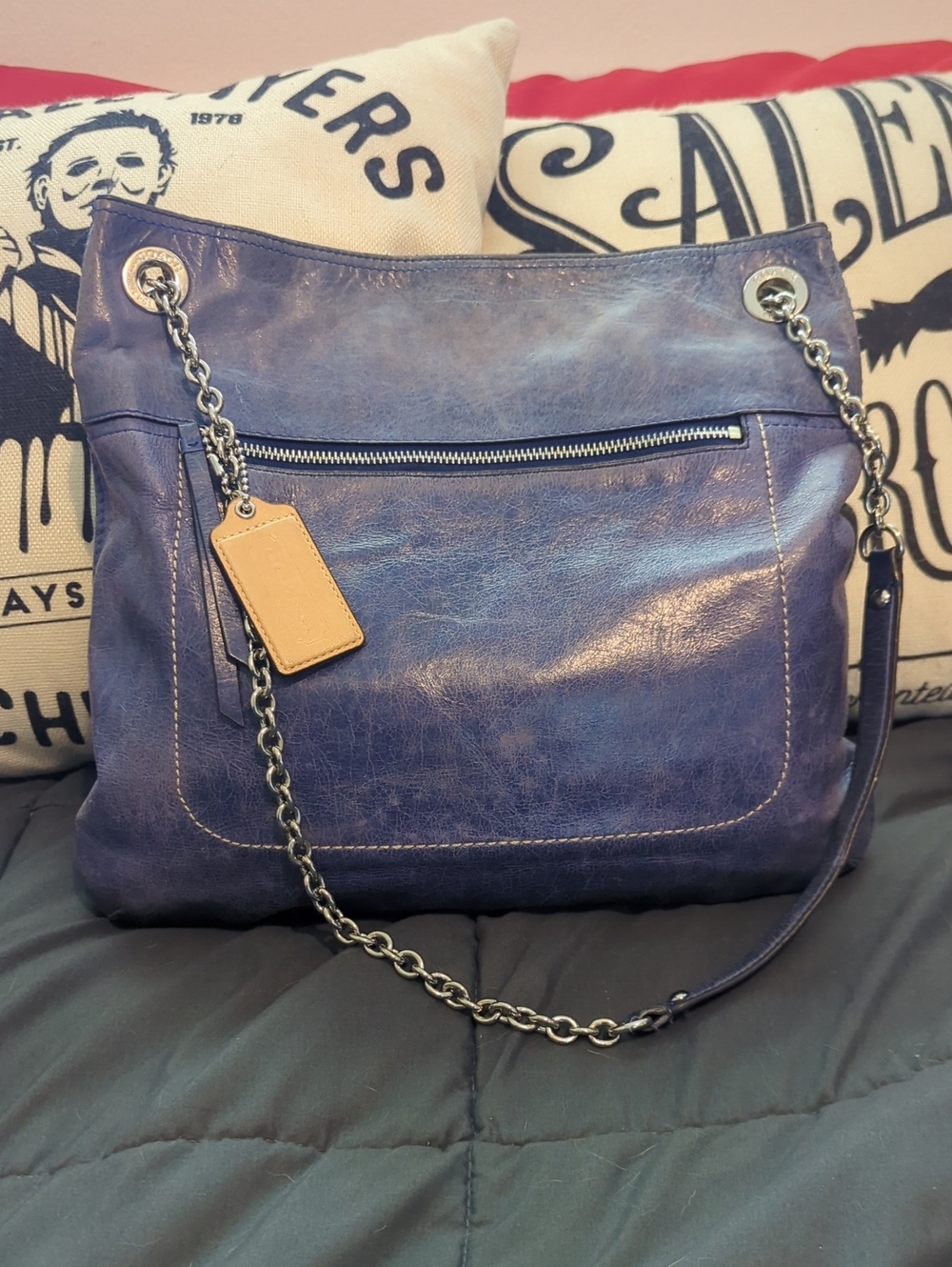Authentic Coach Blue Chain Poppy Shoulder Bag 🛍️ CUTE